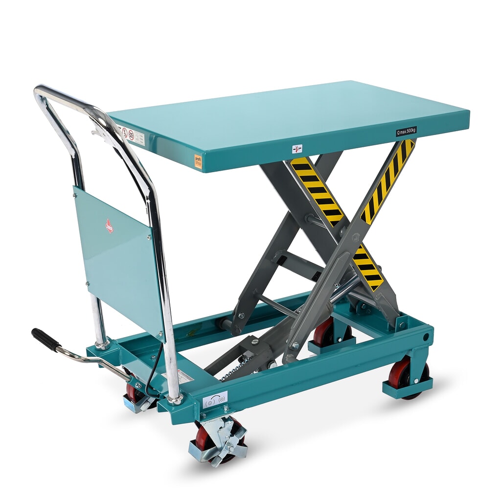 Illustration du produit: Chariot à table élévatrice à ciseaux Ameise®, arceau fixe, capacité de charge 500 kg, 850 x 500 mm
