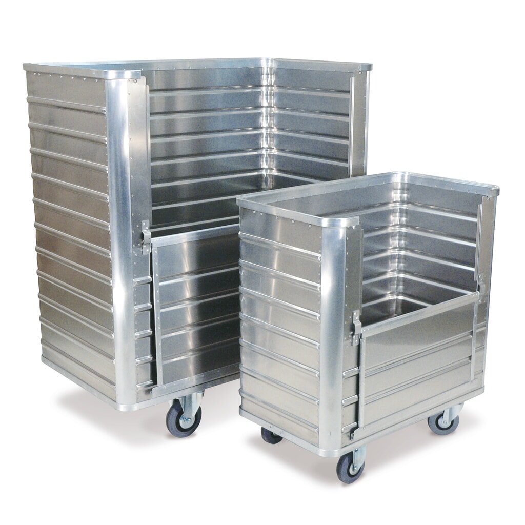 Chariot-caisse en aluminium avec paroi semi-rabattable, 355 litres Illustration du produit: Chariot-caisse en aluminium avec paroi semi-rabattable, 355 litres