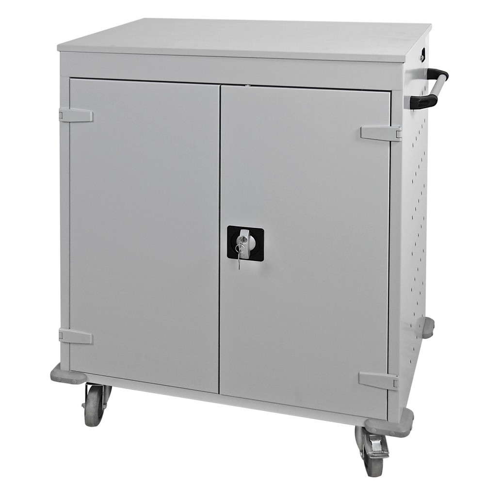 Numéro de l'image du produit 1: Chariot coffre-fort pour ordinateurs portables/tablettes, HxlxP 1.060 x 920 x 500 mm, 16 compartiments, alimentation électrique y compris