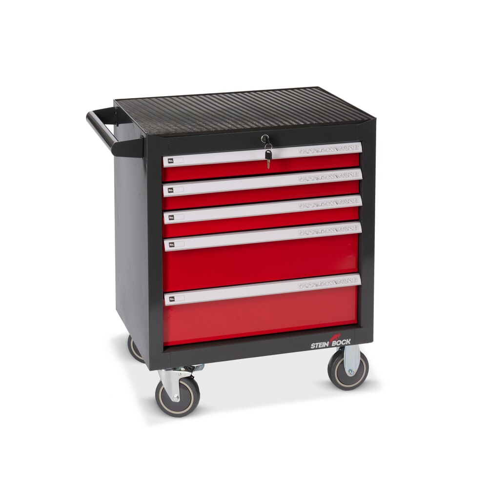N° de l'image du produit 1 : Chariot d’atelier Steinbock® S, 5 tiroirs, verrouillable, avec assortiment d’outils de 92 pièces
