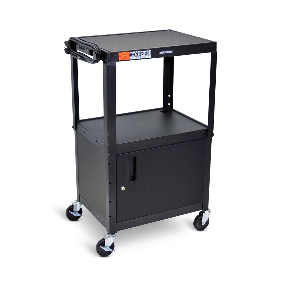 Numéro de l'image du produit 1: Chariot de bureau et à dossiers, 3 étagères, réglable en hauteur, avec meuble bas, noir