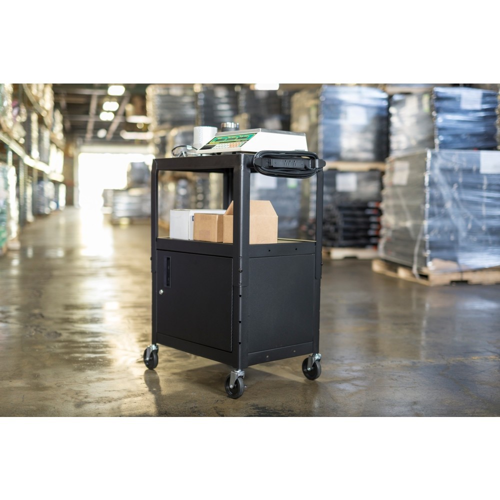 Numéro de l'image du produit 3: Chariot de bureau et à dossiers, 3 étagères, réglable en hauteur, avec meuble bas, noir