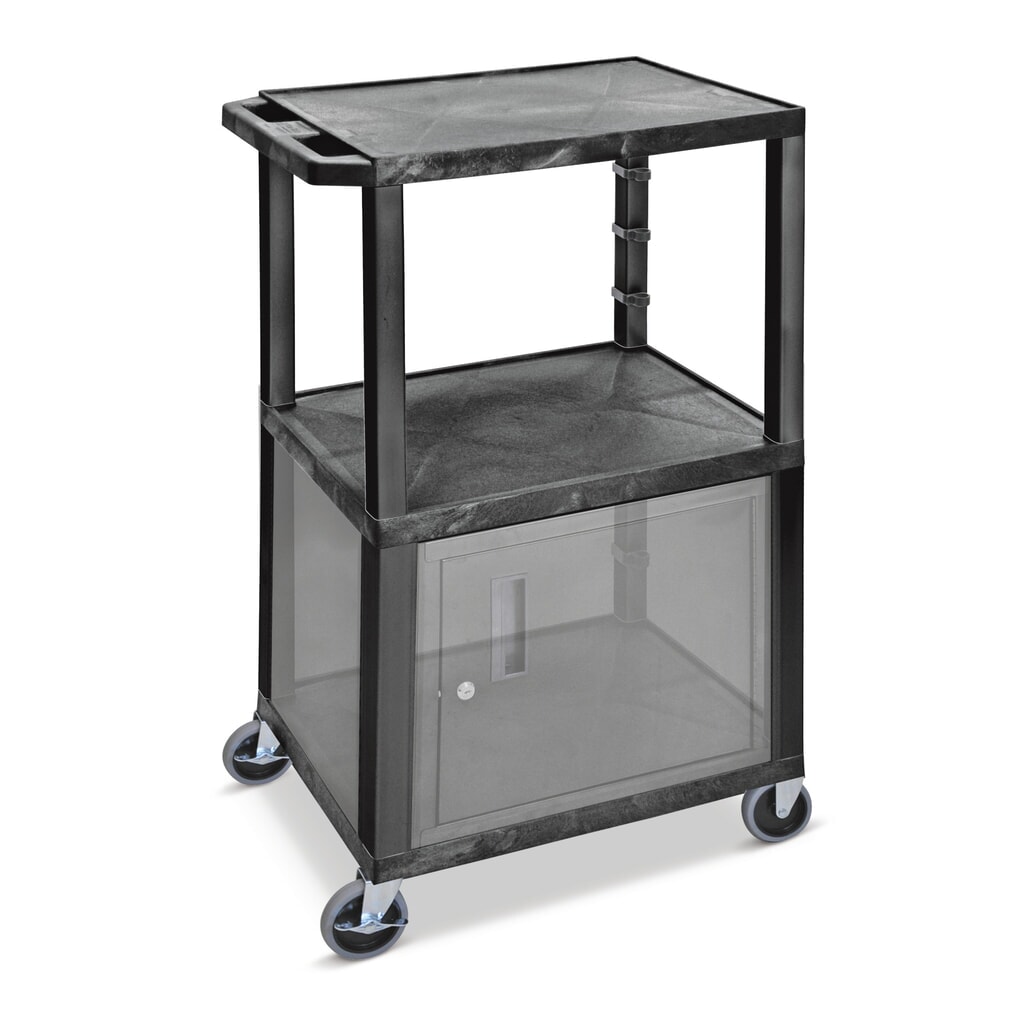 Chariot de transport en plastique, 3 niveaux, capacité de charge 150 kg, noir Illustration du produit: Chariot de transport en plastique, 3 niveaux, capacité de charge 150 kg, noir