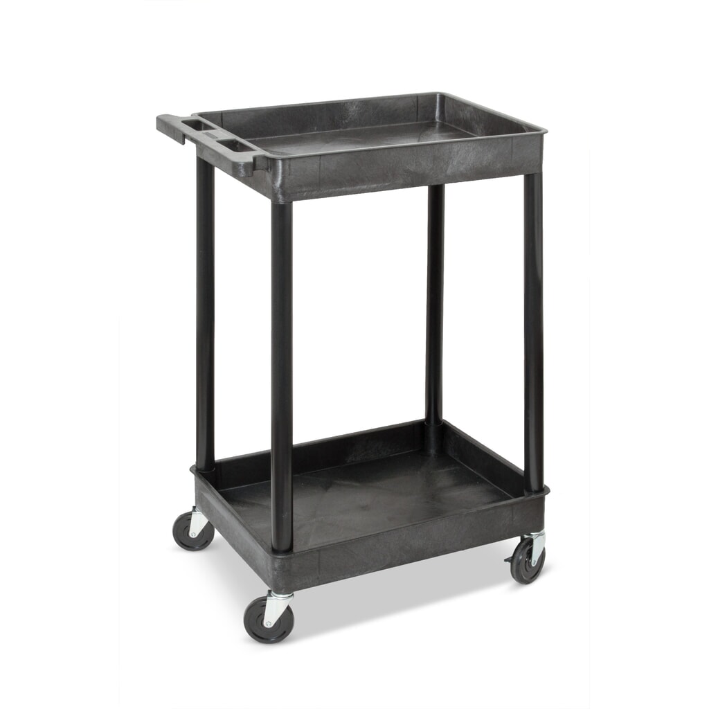 Chariot de transport en plastique HEMMDAL, avec cuves, 2 étages, noir Illustration du produit: Chariot de transport en plastique HEMMDAL, avec cuves, 2 étages, noir