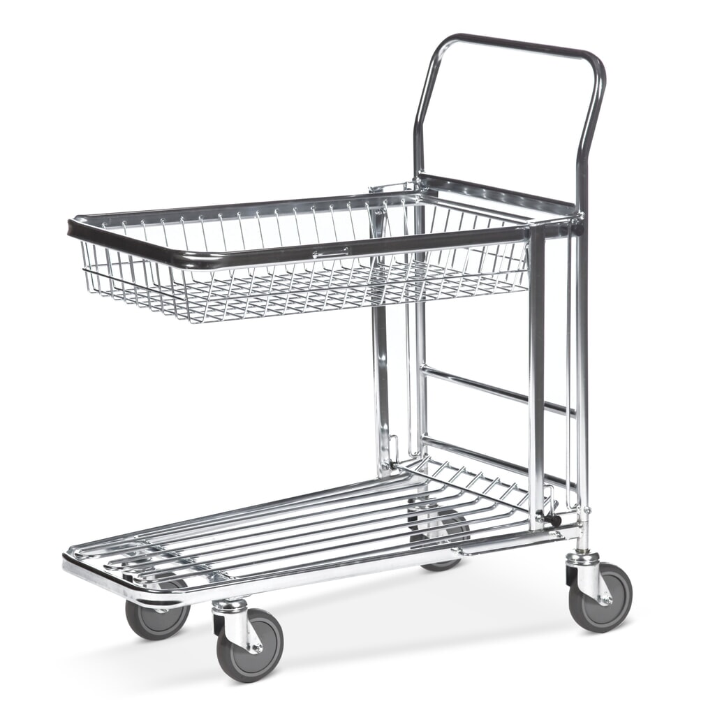 Chariot de transport et d’entreposage, panier rabattable, surface de chargement l x P 344 x 700 mm Illustration du produit: Chariot de transport et d’entreposage, panier rabattable, surface de chargement l x P 344 x 700 mm