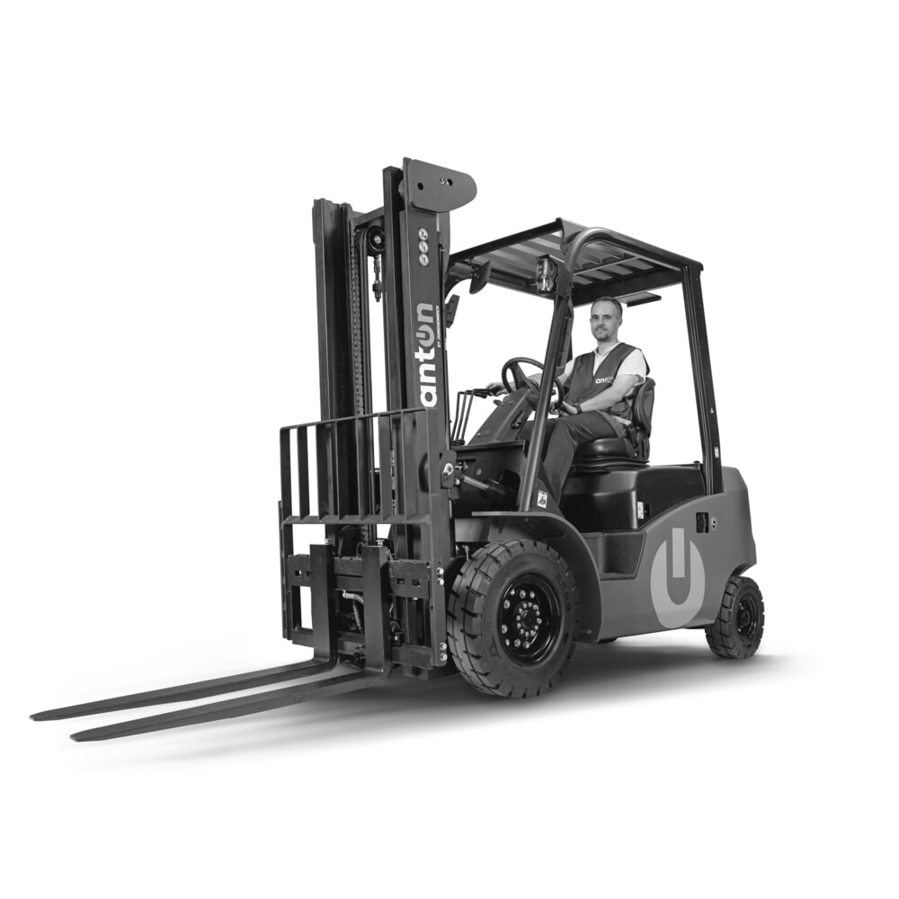N° de l'image du produit 1 : Chariot élévateur électrique AntOn par Jungheinrich CBH 3.0 avec mât télescopique double, hauteur de levage 3 300 mm, capacité de charge 3.000 kg, y compris chargeur externe 80 V, 60 A, CEE, 5 broches