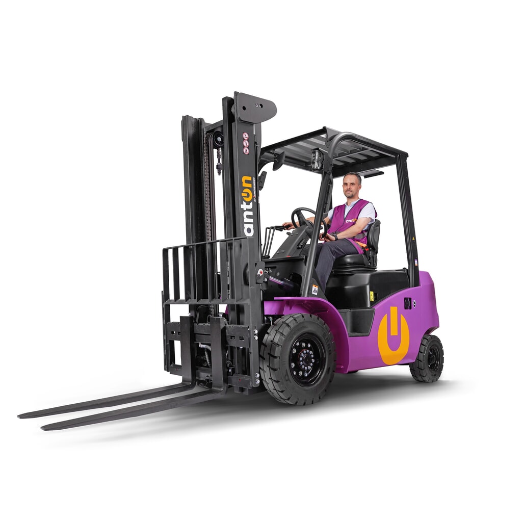 AntOn by Jungheinrich chariot élévateur électrique CBH 2.5 avec mât télescopique double, hauteur de levage 3 300 mm, capacité de charge 2.500 kg, y compris chargeur externe 80 V, 100 A, CEE, 5 broches N° de l'image du produit 1 : AntOn by Jungheinrich chariot élévateur électrique CBH 2.5 avec mât télescopique double, hauteur de levage 3 300 mm, capacité de charge 2.500 kg, y compris chargeur externe 80 V, 100 A, CEE, 5 broches