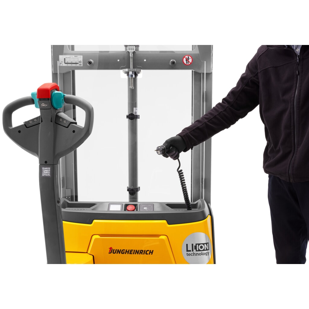 N° de l'image du produit 3 : Gerbeur électrique Jungheinrich EJC 112i ZZ, mât télescopique double, hauteur de levage 2 390 mm, capacité de charge 1 200 kg, hydraulique proportionnelle