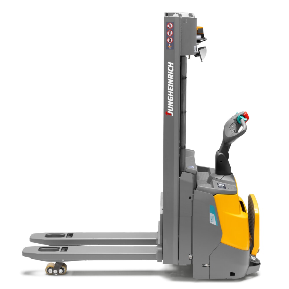 N° de l'image du produit 2 : Gerbeur électrique Jungheinrich ERC 110zi DZ avec plateforme de conduite, mât télescopique triple, hauteur de levage 4 300 mm, capacité de charge 1 000 kg, hydraulique proportionnelle