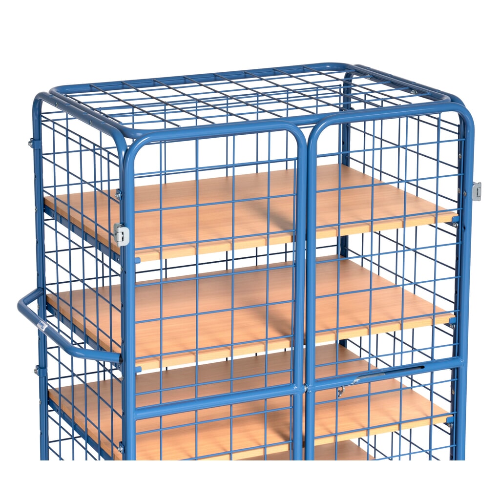 Chariot fermé tôlé fetra®, capacité de charge de 600 kg, ridelles grillagées, porte à double battant, 5 étagères de 1 200 x 800 mm N° de l'image du produit 3 : Chariot fermé tôlé fetra®, capacité de charge de 600 kg, ridelles grillagées, porte à double battant, 5 étagères de 1 200 x 800 mm