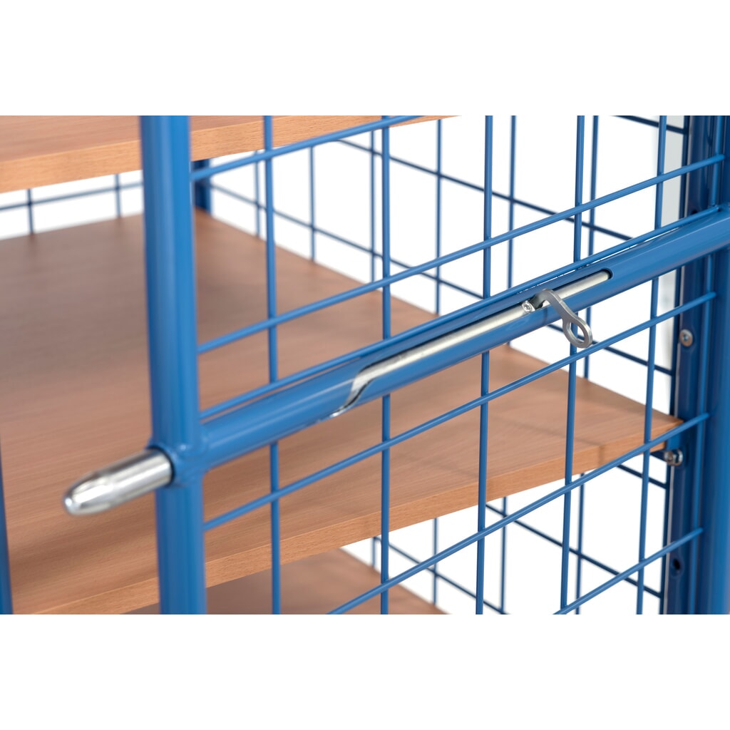Chariot fermé tôlé fetra®, capacité de charge de 600 kg, ridelles grillagées, porte à double battant, 5 étagères de 1 200 x 800 mm N° de l'image du produit 6 : Chariot fermé tôlé fetra®, capacité de charge de 600 kg, ridelles grillagées, porte à double battant, 5 étagères de 1 200 x 800 mm