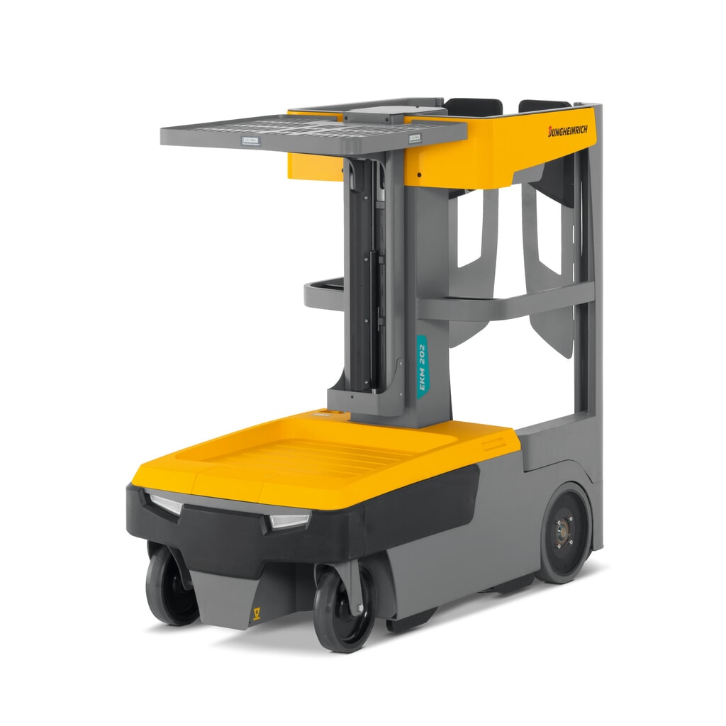 Illustration du produit: Chariot préparateur de commandes pour petites pièces Jungheinrich EKM 202, plateau électrique, verrouillage de porte