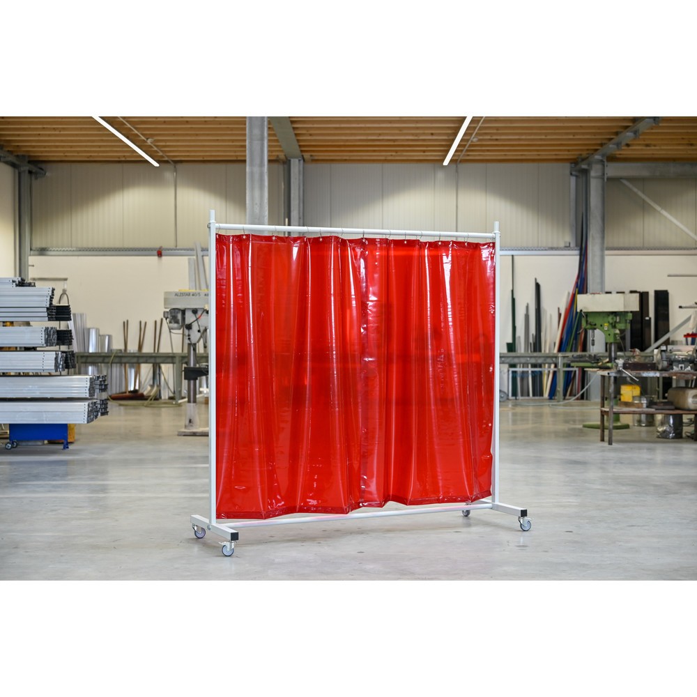 Numéro de l'image du produit 2: Écran de soudage mobile avec pans orientables, selon ISO EN 25980 (EN 1598), en 1 partie, bâche de 0,4 mm, rouge / transparent