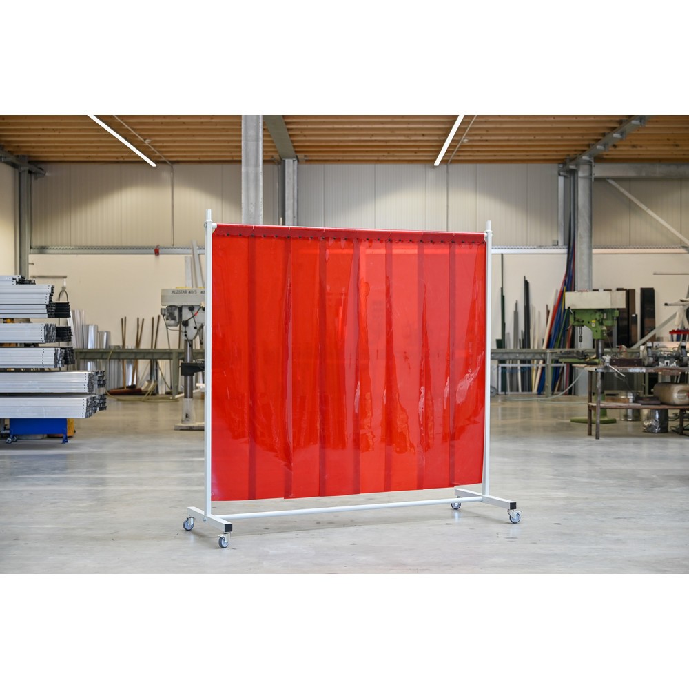 Numéro de l'image du produit 2: Écran de soudage mobile avec pans orientables, selon ISO EN 25980 (EN 1598), en 1 partie, lamelles de 2 mm, rouge / transparent