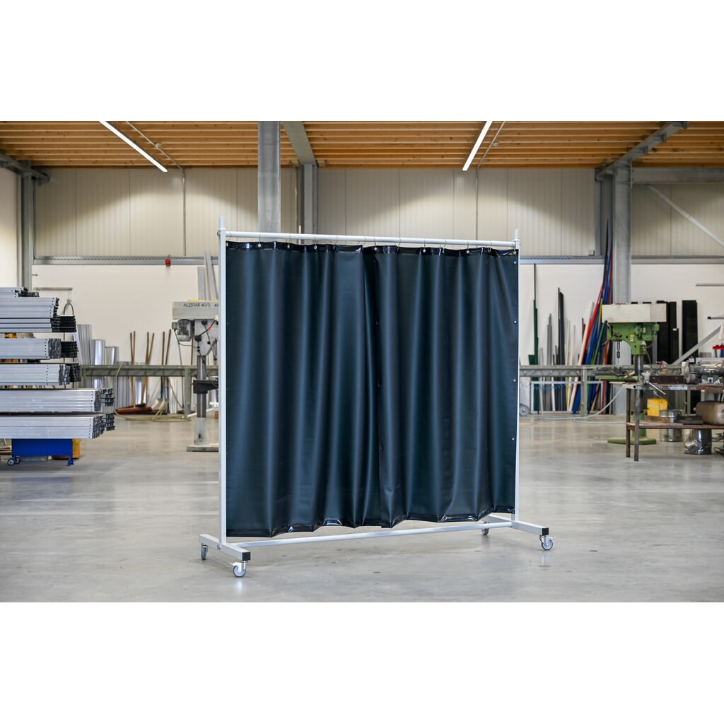 N° de l'image du produit 2 : Écran de soudage mobile avec pans orientables, selon ISO EN 25980 (EN 1598), en 1 partie, bâche de 0,4 mm, vert foncé / mat