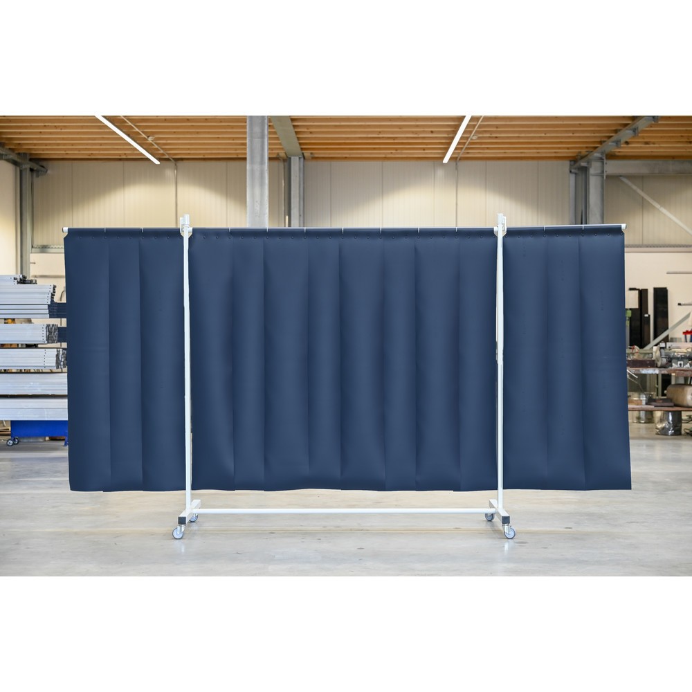 Numéro de l'image du produit 1: Écran de soudage mobile avec pans orientables, selon ISO EN 25980 (EN 1598), en 3 parties, lamelles de 2 mm, vert foncé / mat