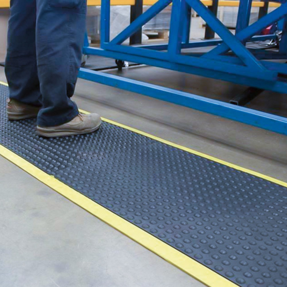 Numéro de l'image du produit 4: COBA Tapis anti-fatigue, à picots, système de dalles, dalle de bord, rebord jaune