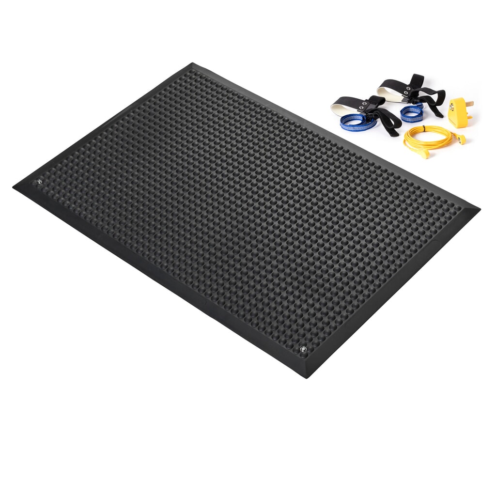 COBA Tapis anti-fatigue COBAelite® ESD, avec câble de mise à la terre, lxP 600 x 900 mm, noir Illustration du produit: COBA Tapis anti-fatigue COBAelite® ESD, avec câble de mise à la terre, lxP 600 x 900 mm, noir