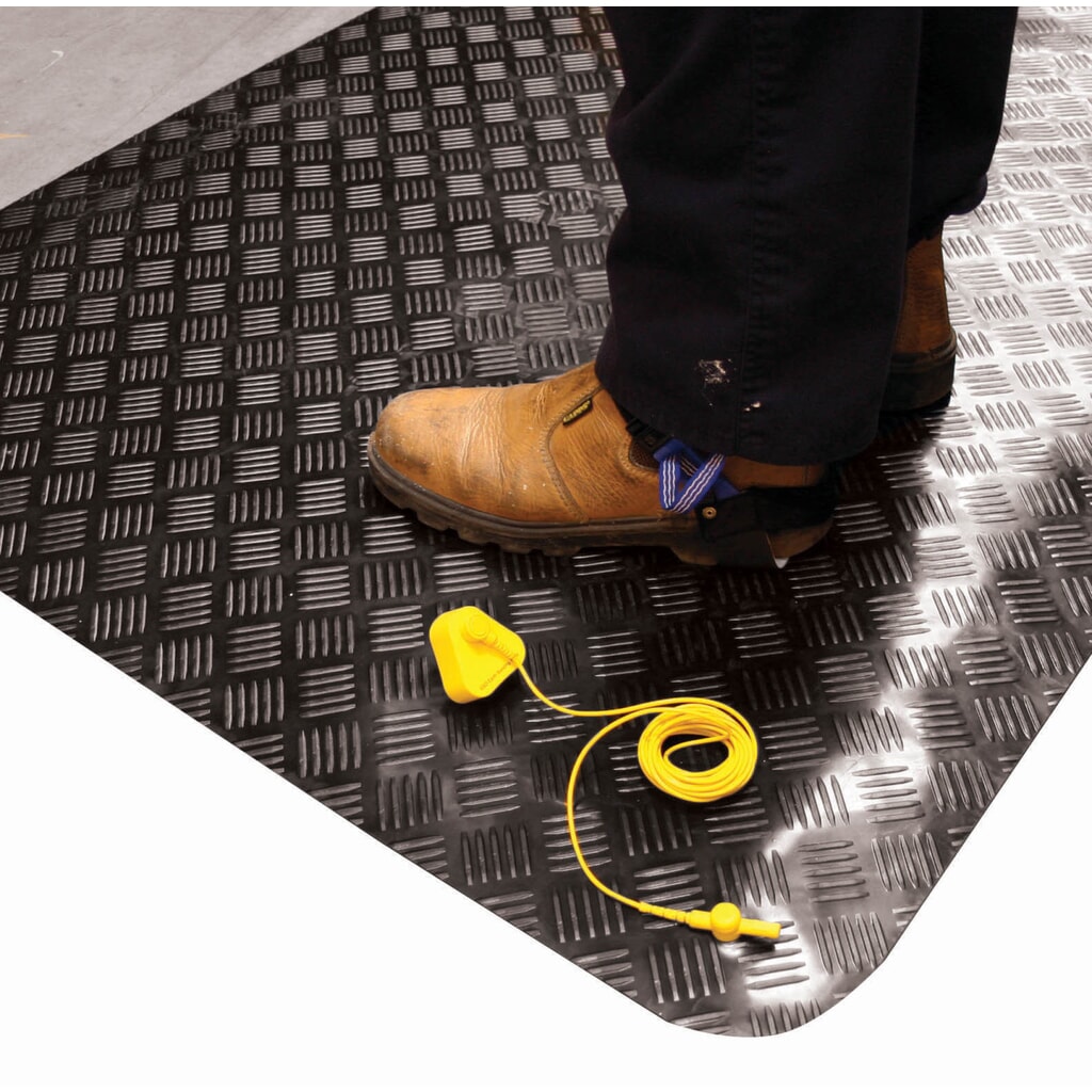 N° de l'image du produit 4 : COBA Tapis anti-fatigue Senso Dial ESD, avec câble de mise à la terre, lxP 1,0 x ml (max. 10,0 m), noir