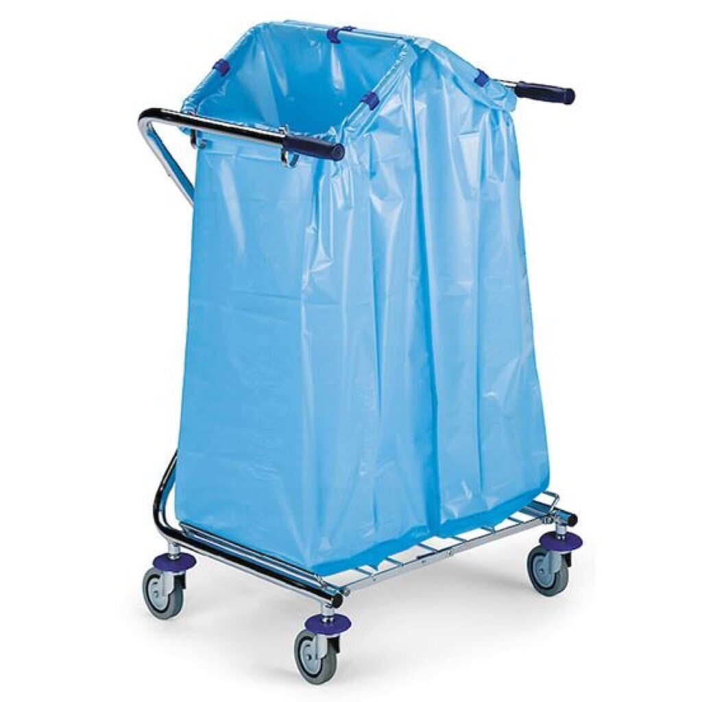 Illustration du produit: Collecteur de déchets Chrome IV Duo, 2 cadres supports carrés pour sacs poubelle de 120 litres