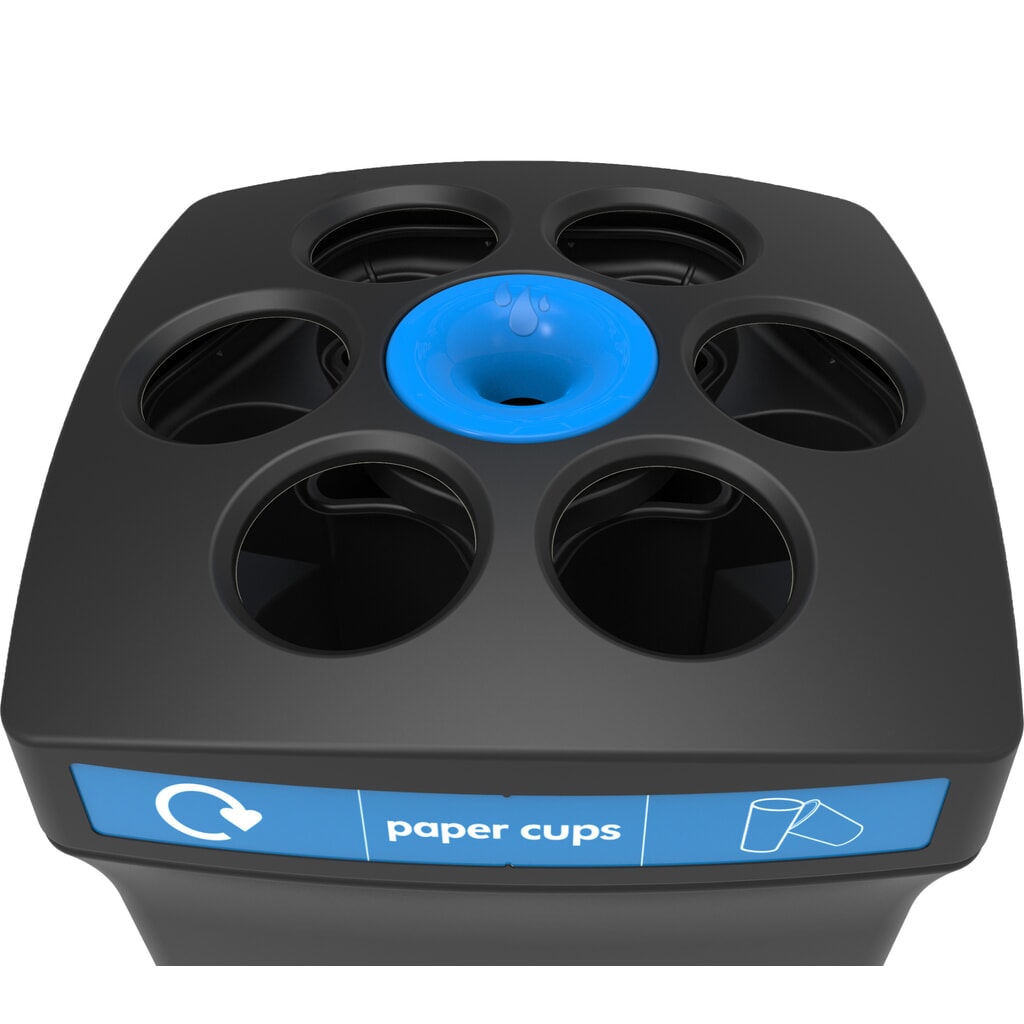 N° de l'image du produit 2 : Collecteur de gobelets Envirocup XL ENVIROBIN, avec réservoir intégré, noir/bleu, inscription « paper cups »