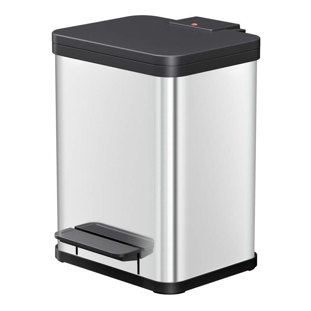 Numéro de l'image du produit 1: Collecteur de déchets à pédale Hailo Öko duo Plus M, 2 x 9 litres, mécanisme de fermeture amorti, acier inoxydable, mat