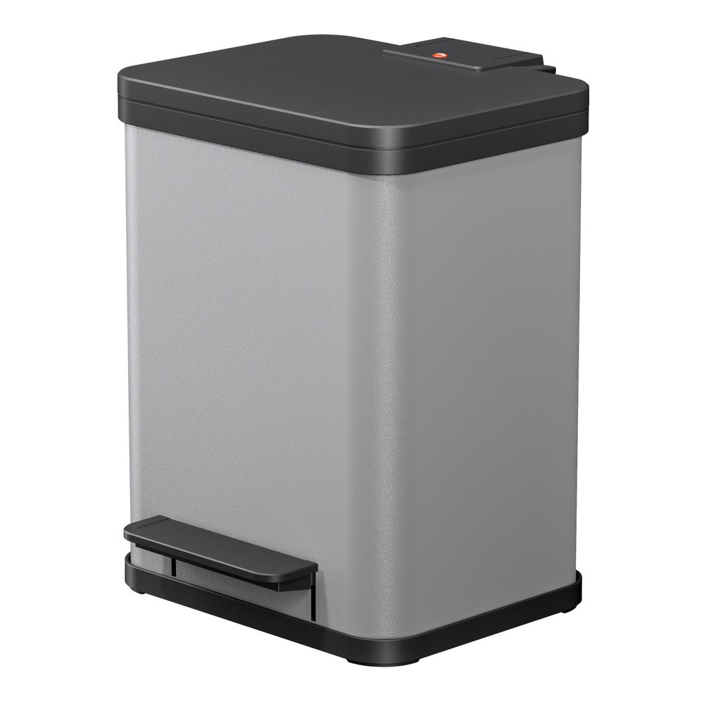 Numéro de l'image du produit 1: Collecteur de déchets à pédale Hailo Öko duo Plus M, 2 x 9 litres, mécanisme de fermeture amorti, gris clair, mat