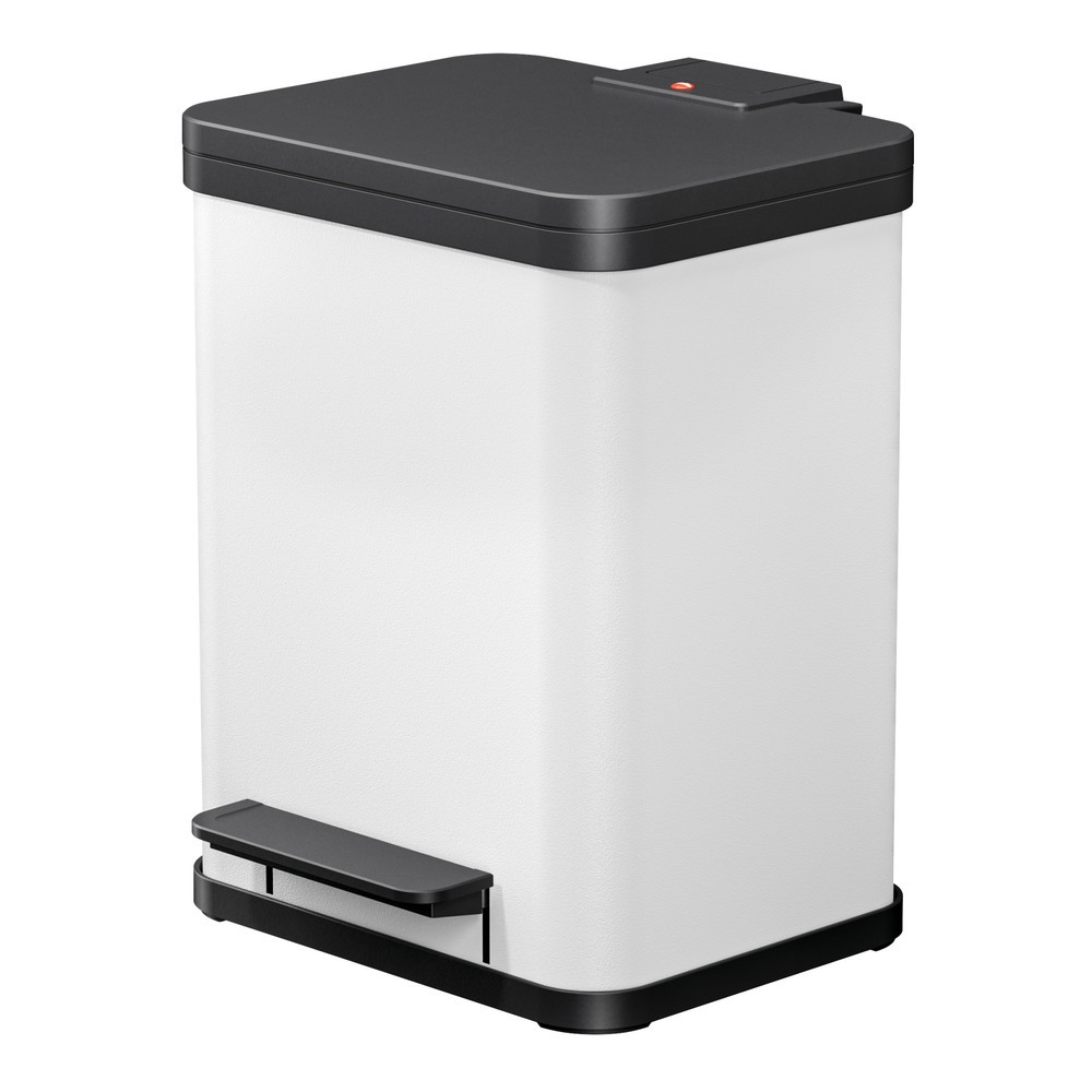 Numéro de l'image du produit 1: Collecteur de déchets à pédale Hailo Öko duo Plus M, 2 x 9 litres, mécanisme de fermeture amorti, blanc, mat