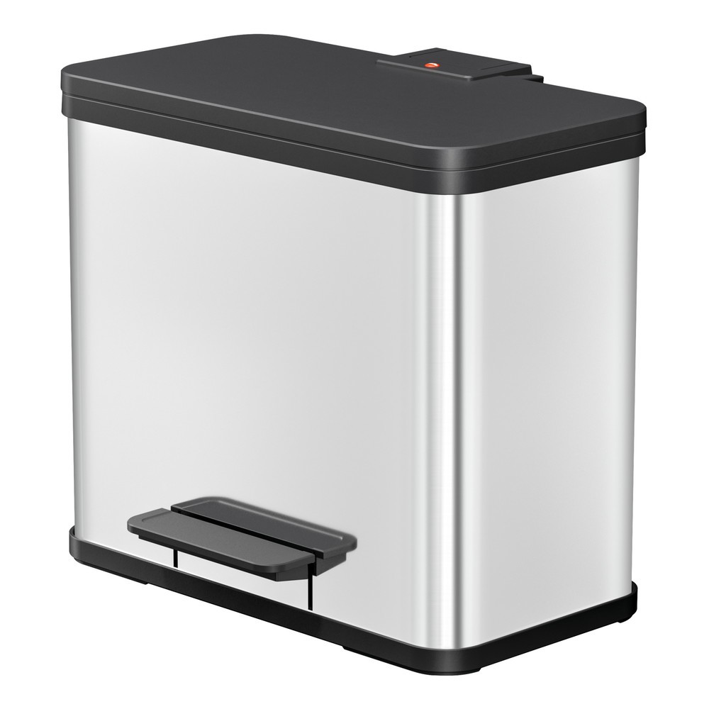 Numéro de l'image du produit 1: Collecteur de déchets à pédale Hailo Öko trio Plus L, 3 x 9 litres, mécanisme de fermeture amorti, acier inoxydable, mat