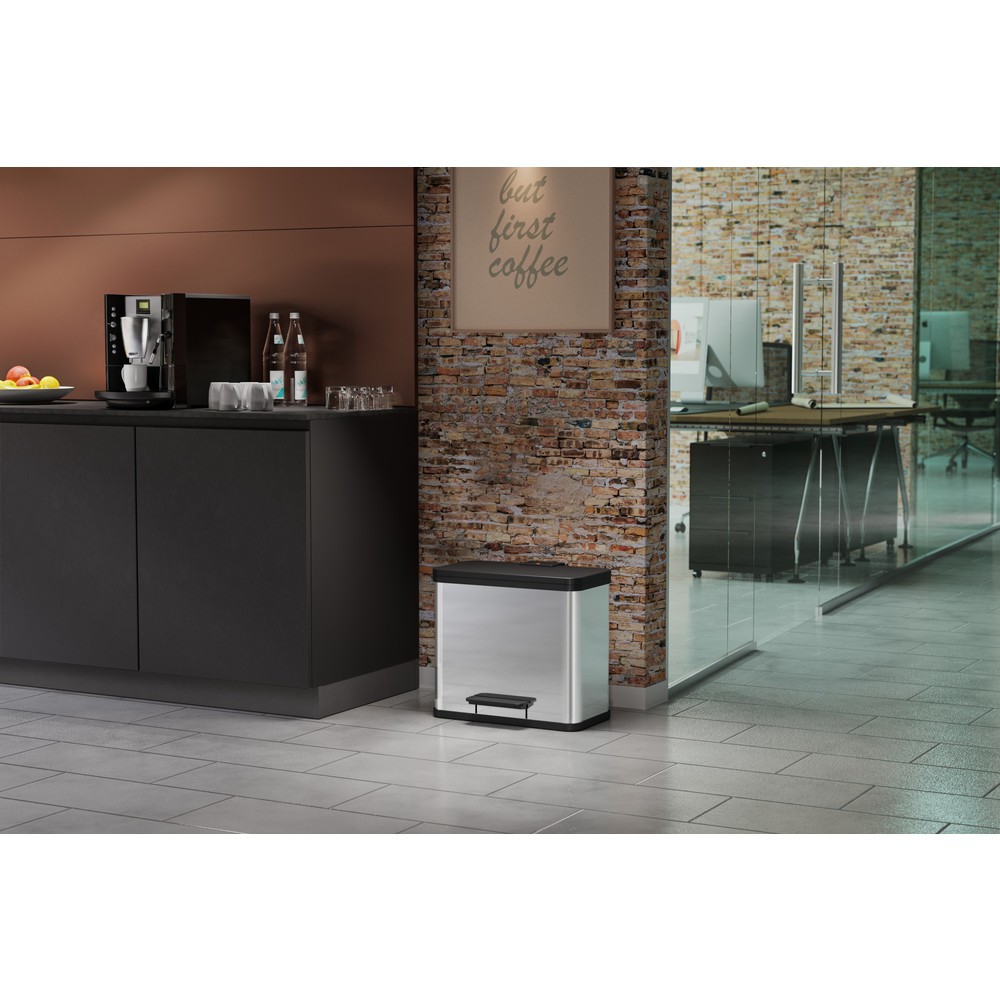 Numéro de l'image du produit 5: Collecteur de déchets à pédale Hailo Öko trio Plus L, 3 x 9 litres, mécanisme de fermeture amorti, acier inoxydable, mat