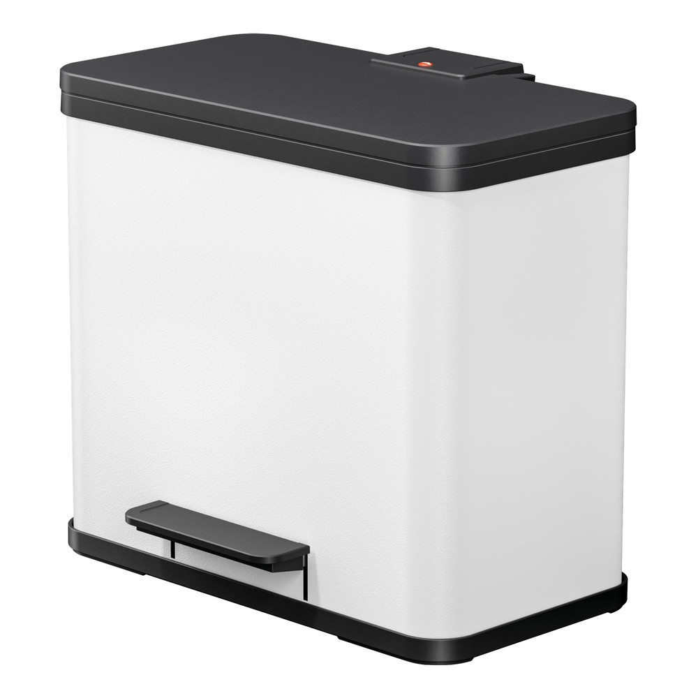 Numéro de l'image du produit 1: Collecteur de déchets à pédale Hailo Öko trio Plus L, 3 x 9 litres, mécanisme de fermeture amorti, blanc, mat