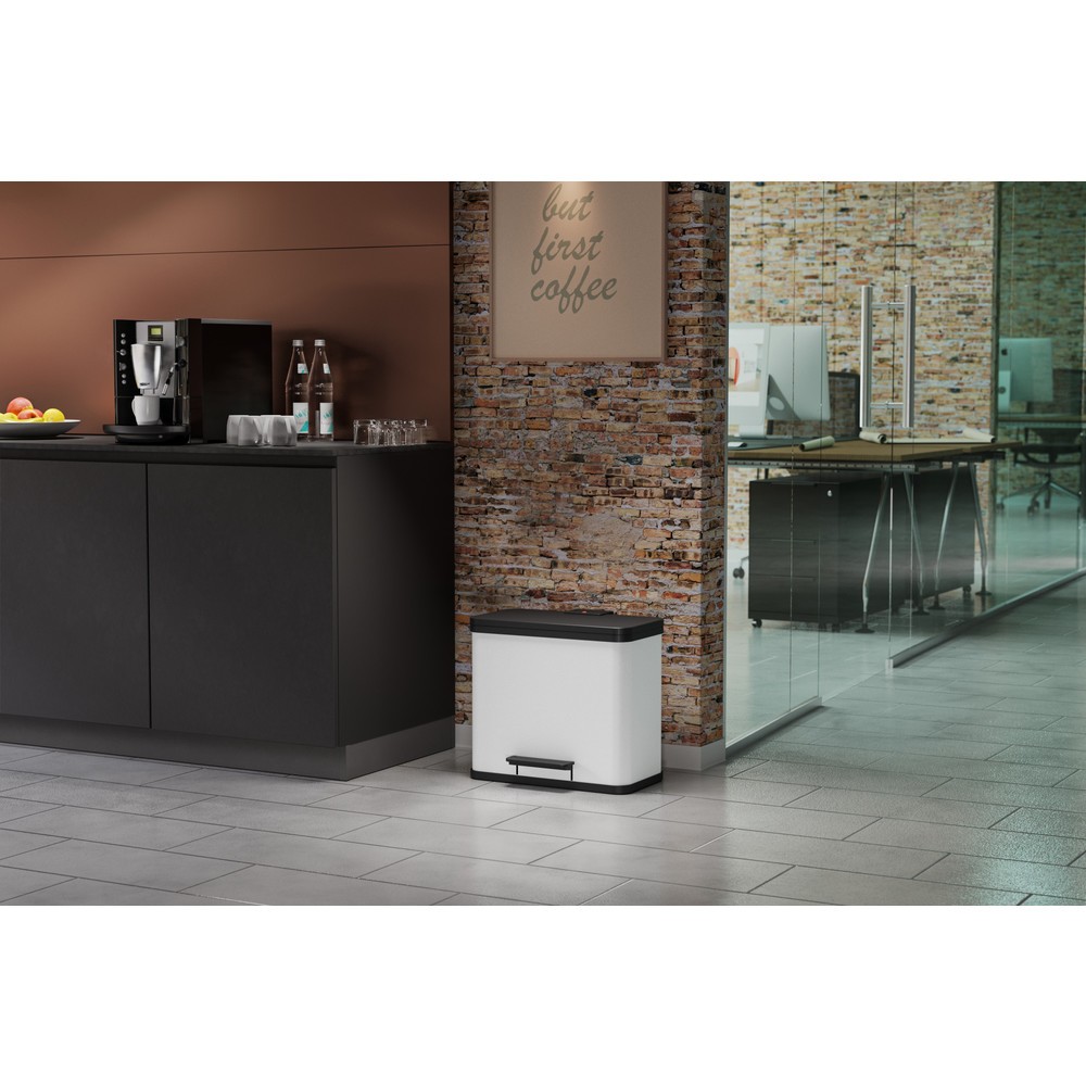 Numéro de l'image du produit 5: Collecteur de déchets à pédale Hailo Öko trio Plus L, 3 x 9 litres, mécanisme de fermeture amorti, blanc, mat