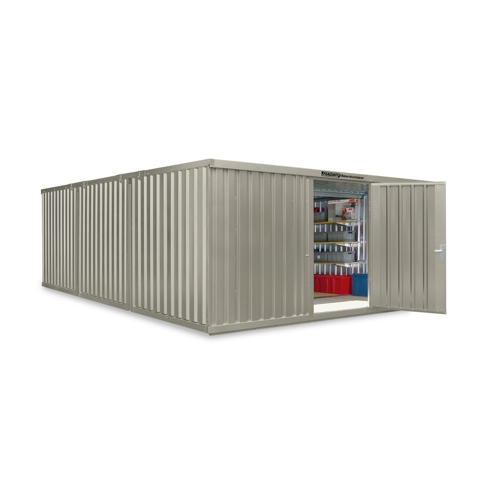 Numéro de l'image du produit 1: Combinaison de conteneurs à matériaux, 3 modules, HxlxP 2 150 x 5 080 x 6 520 mm, prémontés, plancher en bois, peint, blanc gris