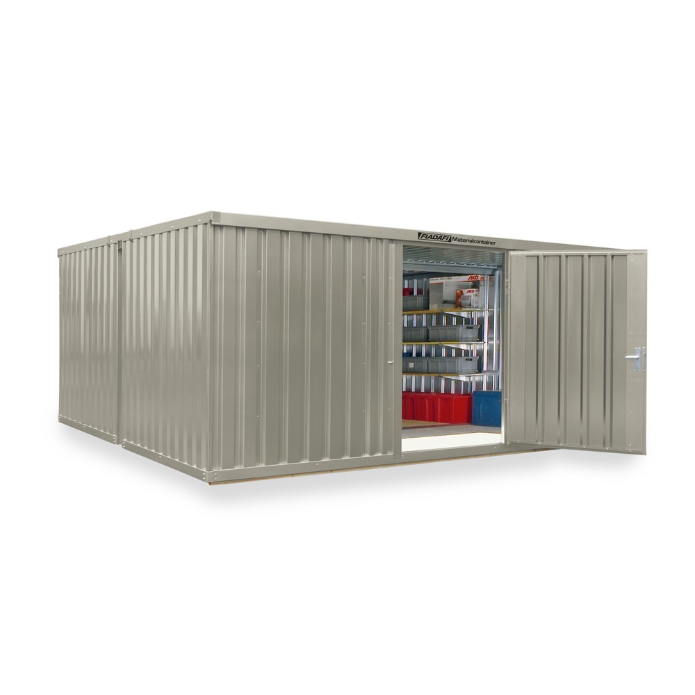 Numéro de l'image du produit 1: Combinaison de conteneurs à matériaux, 2 modules, HxlxP 2 150 x 5 080 x 4 340 mm, prémontés, plancher en bois, peint, blanc gris