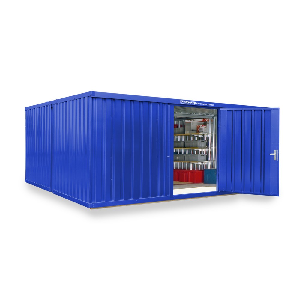 Numéro de l'image du produit 1: Combinaison de conteneurs à matériaux, 2 modules, HxlxP 2 150 x 5 080 x 4 340 mm, prémontés, plancher en bois, peint, bleu gentiane