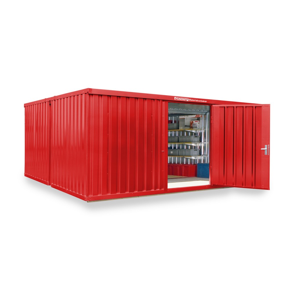 Numéro de l'image du produit 1: Combinaison de conteneurs à matériaux, 2 modules, HxlxP 2 150 x 5 080 x 4 340 mm, prémontés, plancher en bois, peint rouge feu