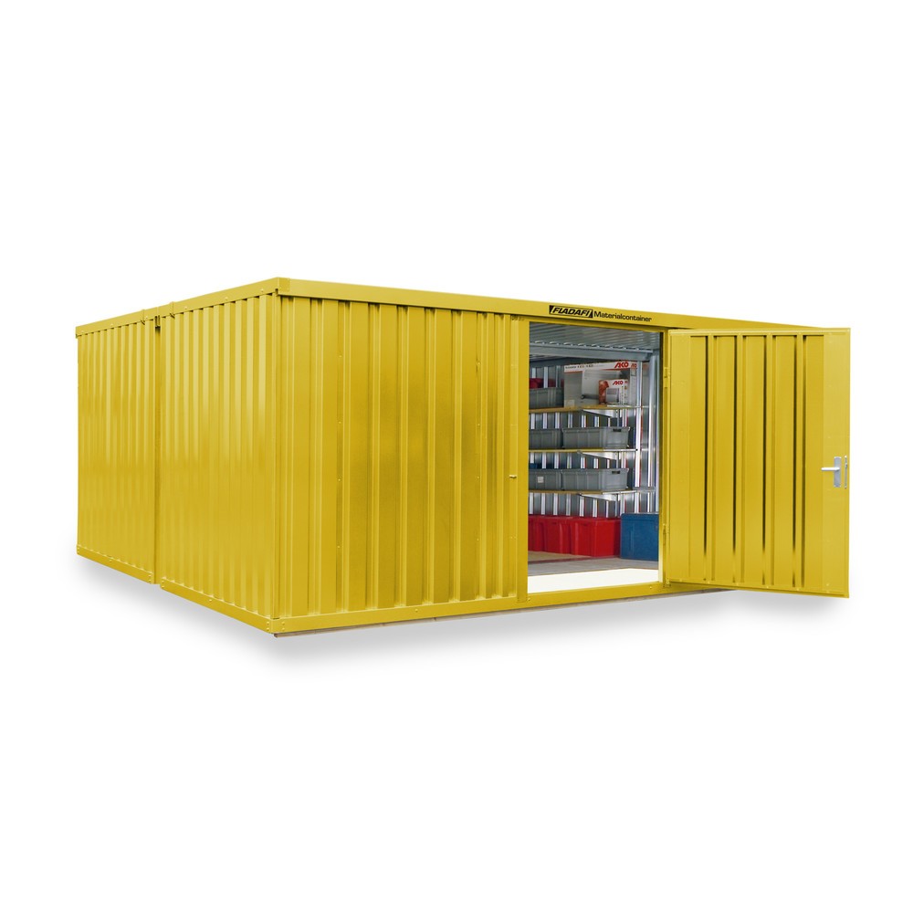 Numéro de l'image du produit 1: Combinaison de conteneurs à matériaux, 2 modules, HxlxP 2 150 x 5 080 x 4 340 mm, prémontés, plancher en bois, peint, jaune signalisation