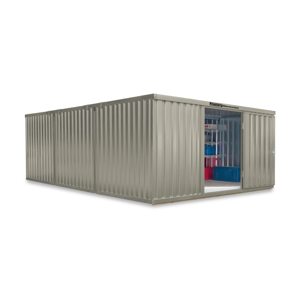 Numéro de l'image du produit 1: Combinaison de conteneurs à matériaux, 3 modules, HxlxP 2 150 x 4 050 x 6 520 mm, prémontés, plancher en bois, peint, blanc gris