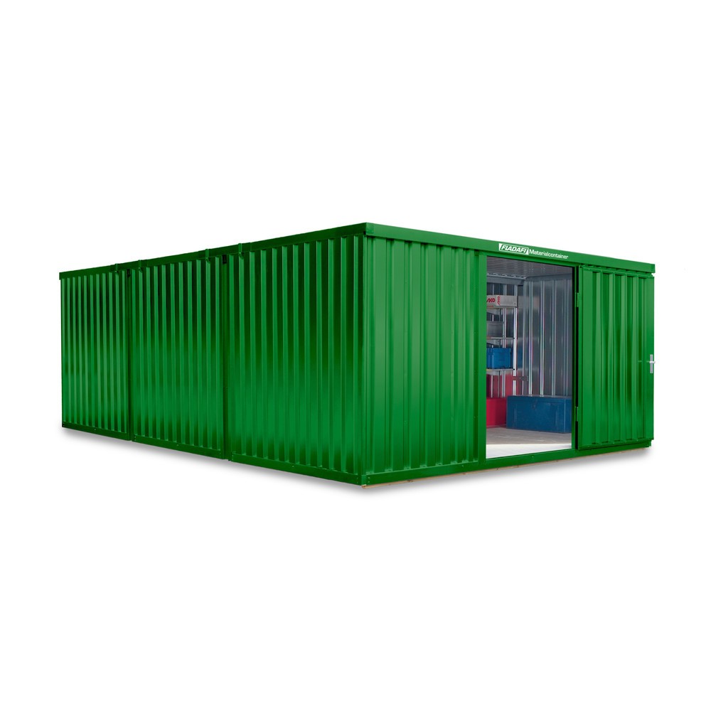 Numéro de l'image du produit 1: Combinaison de conteneurs à matériaux, 3 modules, HxlxP 2 150 x 4 050 x 6 520 mm, prémontés, plancher en bois, peint, vert herbe