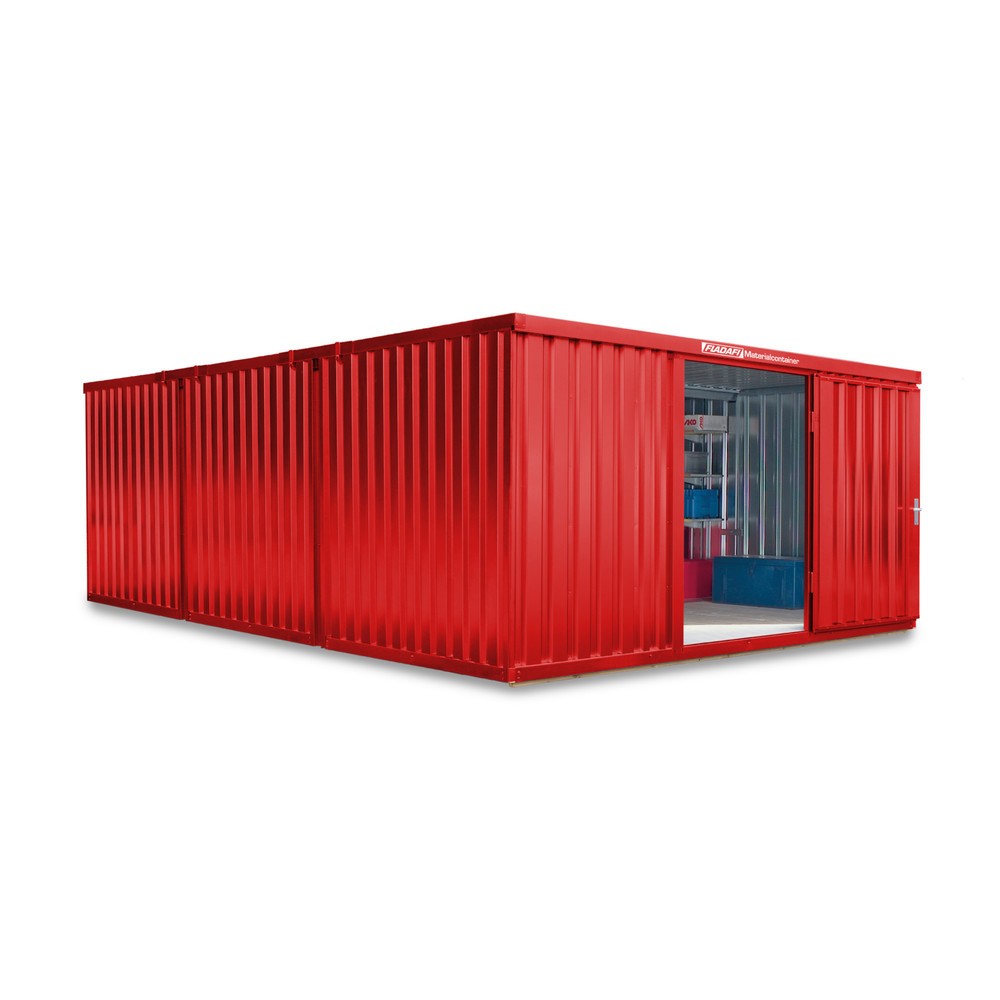 Numéro de l'image du produit 1: Combinaison de conteneurs à matériaux, 3 modules, HxlxP 2 150 x 4 050 x 6 520 mm, prémontés, plancher en bois, peint rouge feu