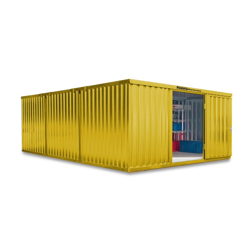 Numéro de l'image du produit 1: Combinaison de conteneurs à matériaux, 3 modules, HxlxP 2 150 x 4 050 x 6 520 mm, prémontés, plancher en bois, peint, jaune signalisation