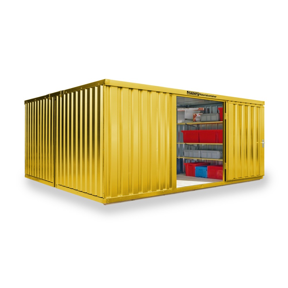 Numéro de l'image du produit 1: Combinaison de conteneurs à matériaux, 2 modules, HxlxP 2 150 x 4 050 x 4 340 mm, prémontés, plancher en bois, peint, jaune signalisation