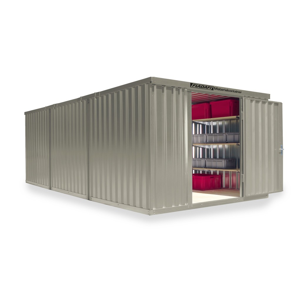Numéro de l'image du produit 1: Combinaison de conteneurs à matériaux, 3 modules, HxlxP 2 150 x 3 050 x 6 520 mm, prémontés, plancher en bois, peint, blanc gris