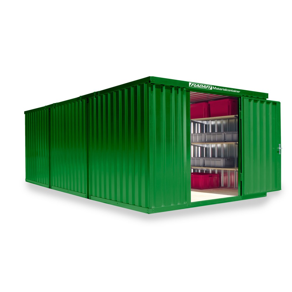 Numéro de l'image du produit 1: Combinaison de conteneurs à matériaux, 3 modules, HxlxP 2 150 x 3 050 x 6 520 mm, prémontés, plancher en bois, peint, vert herbe