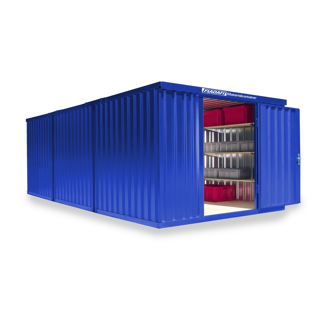 Numéro de l'image du produit 1: Combinaison de conteneurs à matériaux, 3 modules, HxlxP 2 150 x 3 050 x 6 520 mm, prémontés, plancher en bois, peint, bleu gentiane