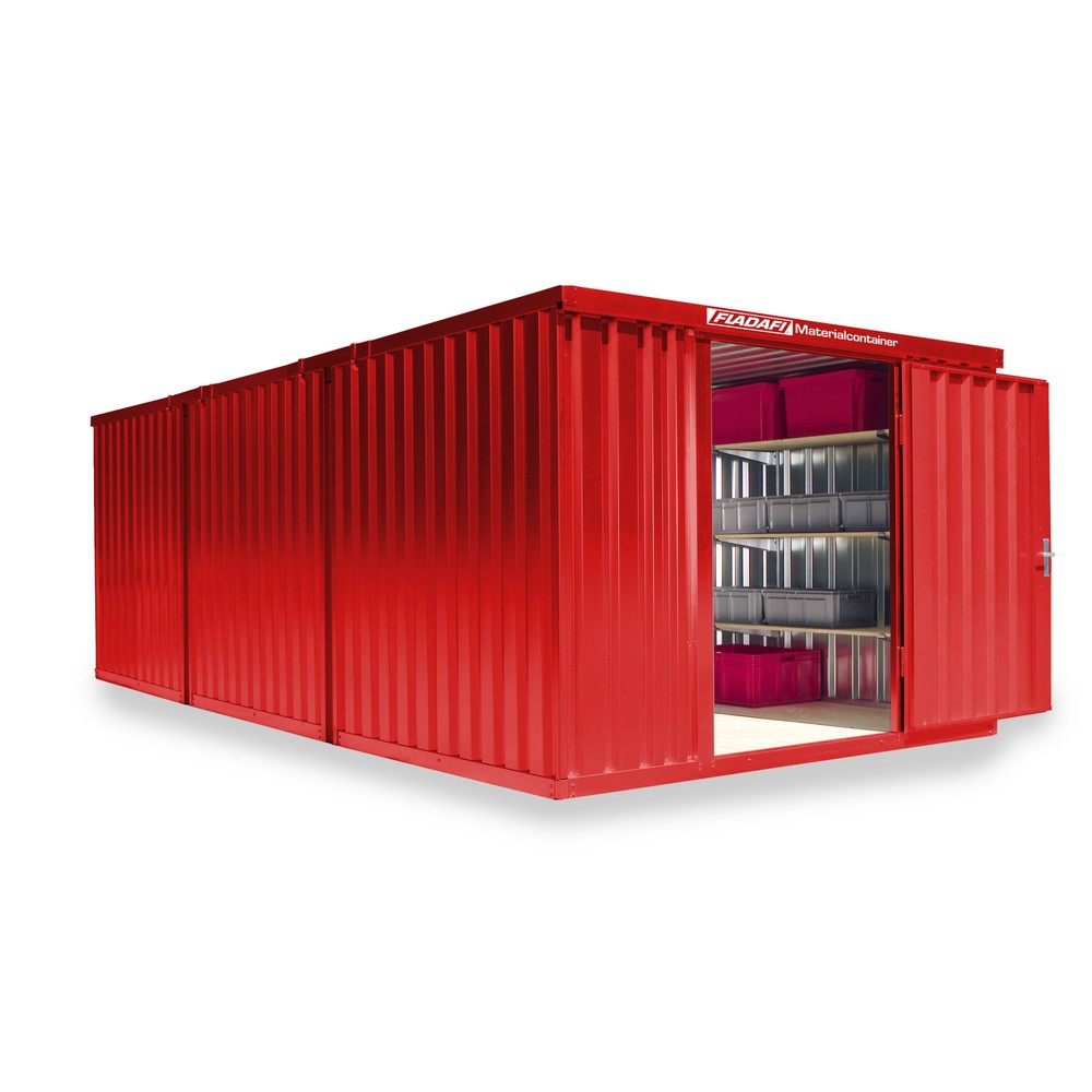 Numéro de l'image du produit 1: Combinaison de conteneurs à matériaux, 3 modules, HxlxP 2 150 x 3 050 x 6 520 mm, prémontés, plancher en bois, peint rouge feu