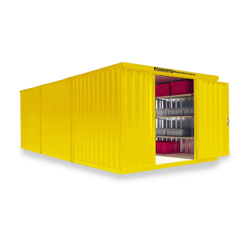 Numéro de l'image du produit 1: Combinaison de conteneurs à matériaux, 3 modules, HxlxP 2 150 x 3 050 x 6 520 mm, prémontés, plancher en bois, peint, jaune signalisation