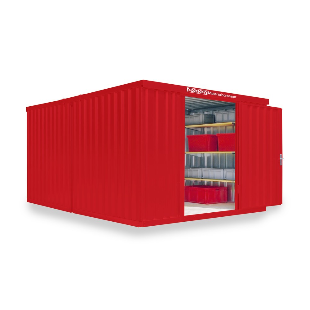 Numéro de l'image du produit 1: Combinaison de conteneurs à matériaux, 2 modules, HxlxP 2 150 x 3 050 x 4 340 mm, démonté, plancher en bois, peint rouge feu