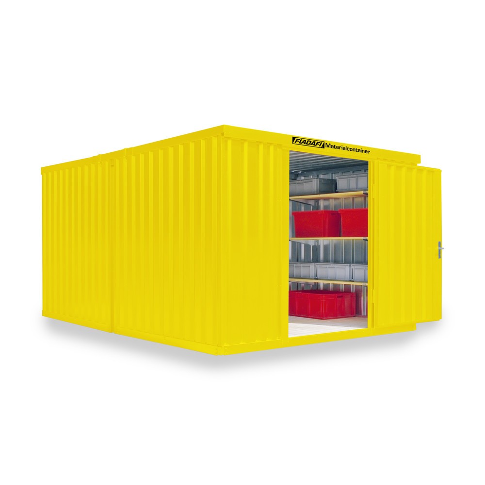 Numéro de l'image du produit 1: Combinaison de conteneurs à matériaux, 2 modules, HxlxP 2 150 x 3 050 x 4 340 mm, démonté, plancher en bois, peint, jaune signalisation