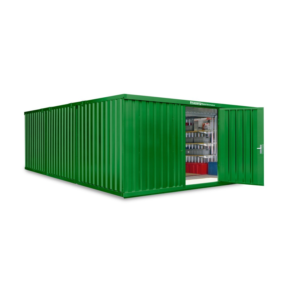 Numéro de l'image du produit 1: Combinaison de conteneurs à matériaux, 3 modules, HxlxP 2 150 x 5 080 x 6 520 mm, prémontés, plancher en bois, peint, vert herbe